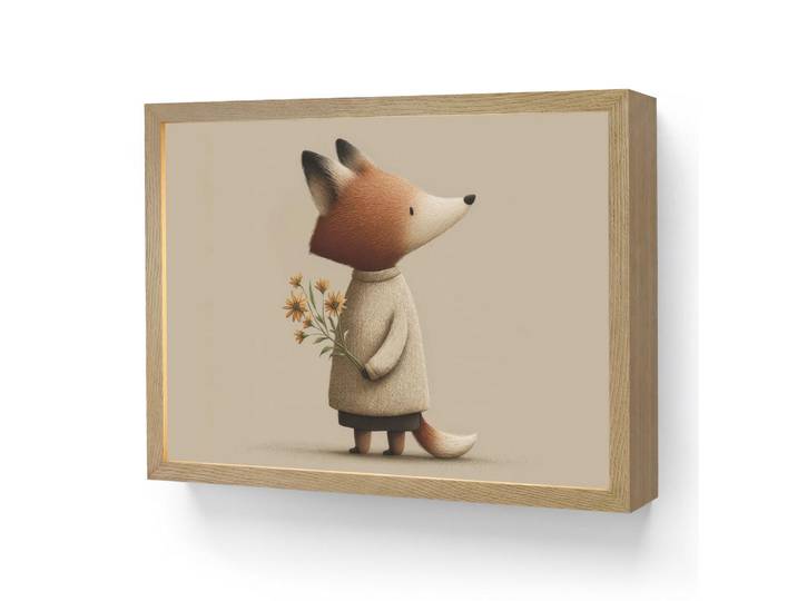 OnlyWow Wandleuchte MIT Akku Fuchs - Gelbe Blumen - Minimalistisch 40x30 cm, Taupe, Rechteckig, LED integrated, 40x30x8 cm, Lampen & Leuchten, Innenbeleuchtung, Wandleuchten