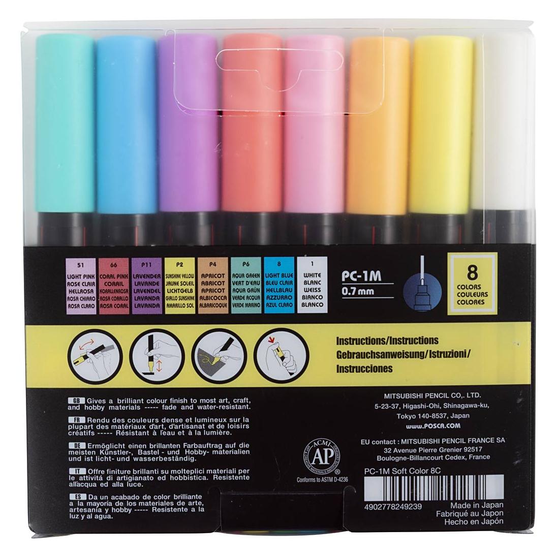 Posca Extra Fine Marker PC-1M Etui 8 Stk Soft Colors Assorted (8x) (401611)