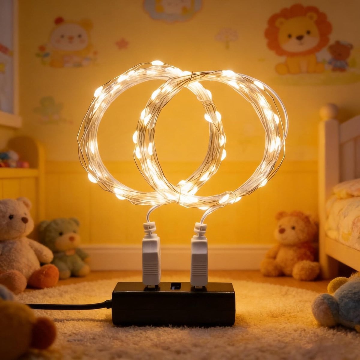Set van 2 LED-lichtslingers, 4 meter, USB-voeding, waterdicht, warm wit