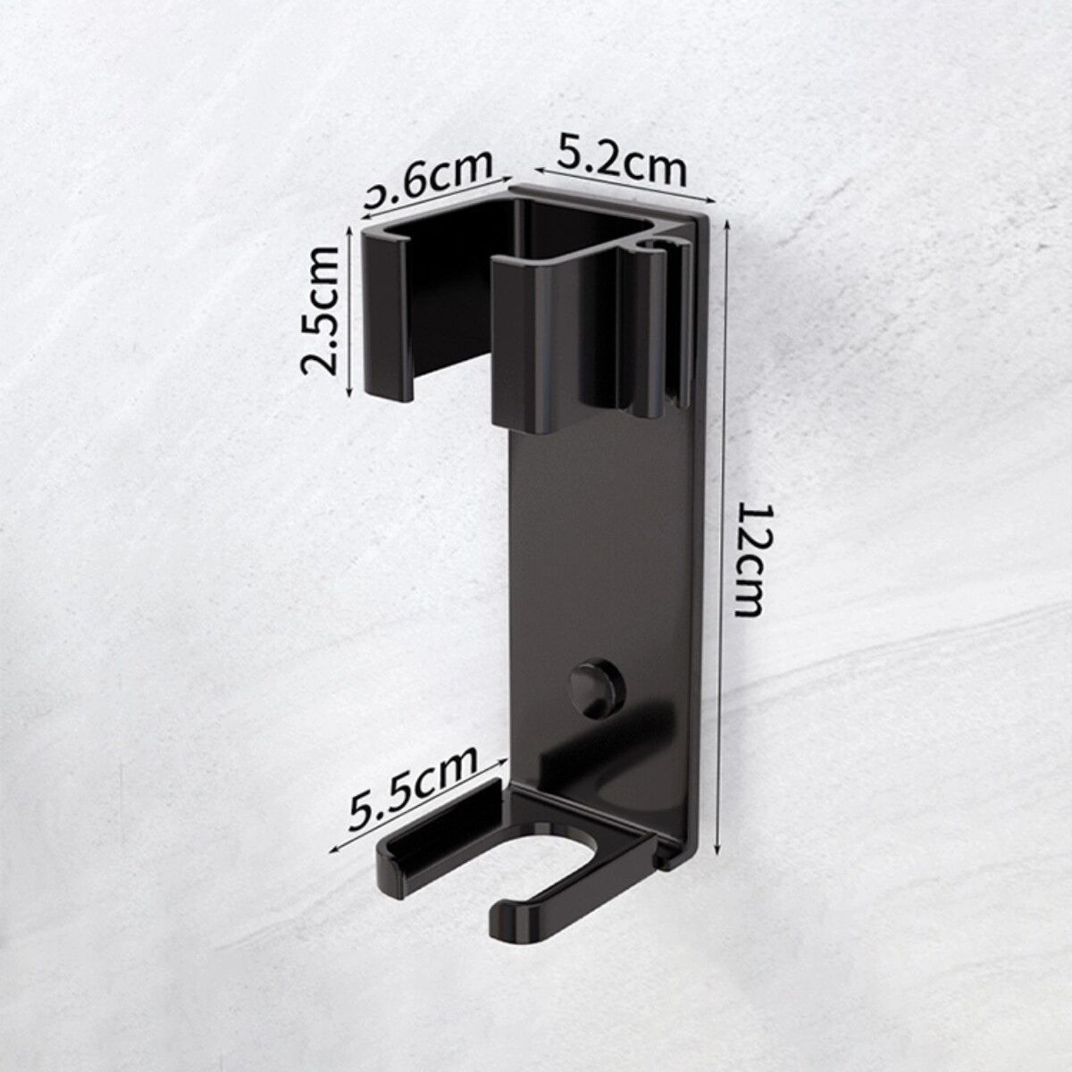 INF Space-Aluminium Wandhalter für Lockenstab — Großer bohrfreier Klebe-Organizer für Lockenstäbe bis 36mm Schwarz