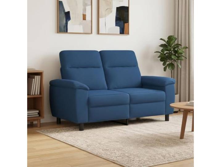Sofa Blau 158 x 90 x 95 cm Stoff Metallrahmen,Polyesterbezug,Armlehnen,Kissen-Rücken-Design,Wohnzimmer