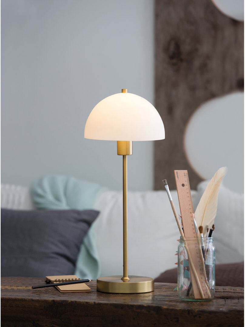 Herstal Vienda Standard Brass/White Glass 50cm H X 19.5cm W X 19.5cm D