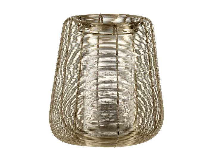 Windlicht, Goldfarben, Metall, Glas, oval, 29 cm, Dekoration, Laternen & Windlichter, Windlichter
