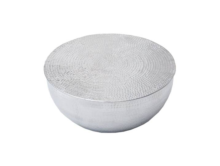 Table basse grise argentée brillante en aluminium martelé 60x30x60cm