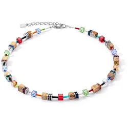 Coeur de Lion 3018/10-1511 Damen-Halskette GeoCUBE Multicolor Braun