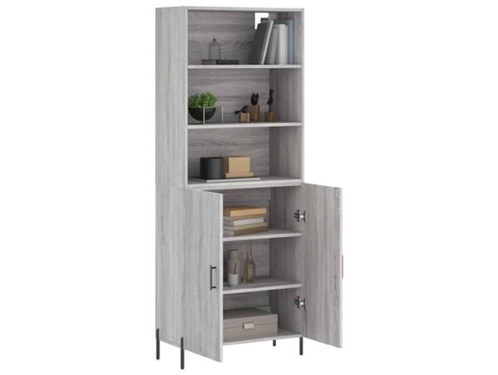 KTHLBRH Sideboard Grau Sonoma 69,5 x 34 x 180 cm Holz mehrschichtig Großer Stauraum, Metallfüße, Türen zum Verstecken von Gegenständen, Montage erforderlich