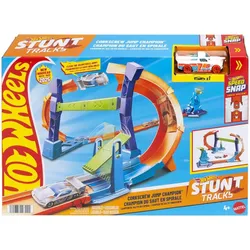 Mattel JFH36 - Hot Wheels - Spiral-Sprung Trackset mit Korkenzieher-Looping, anpassbarer Stunt-Sprung & 1:64 Fahrzeug