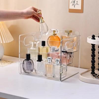 Uplift Essentials 3 Tier Acrylic Perfume Display Stand Transparent Desktop Cosmetic Organizer Tiered Vanity & Dresser Storage 3 Tier Acrylic Perfume Display Stand Transparent Desktop Cosmetic Organizer Tiered Vanity & Dresser Storage
