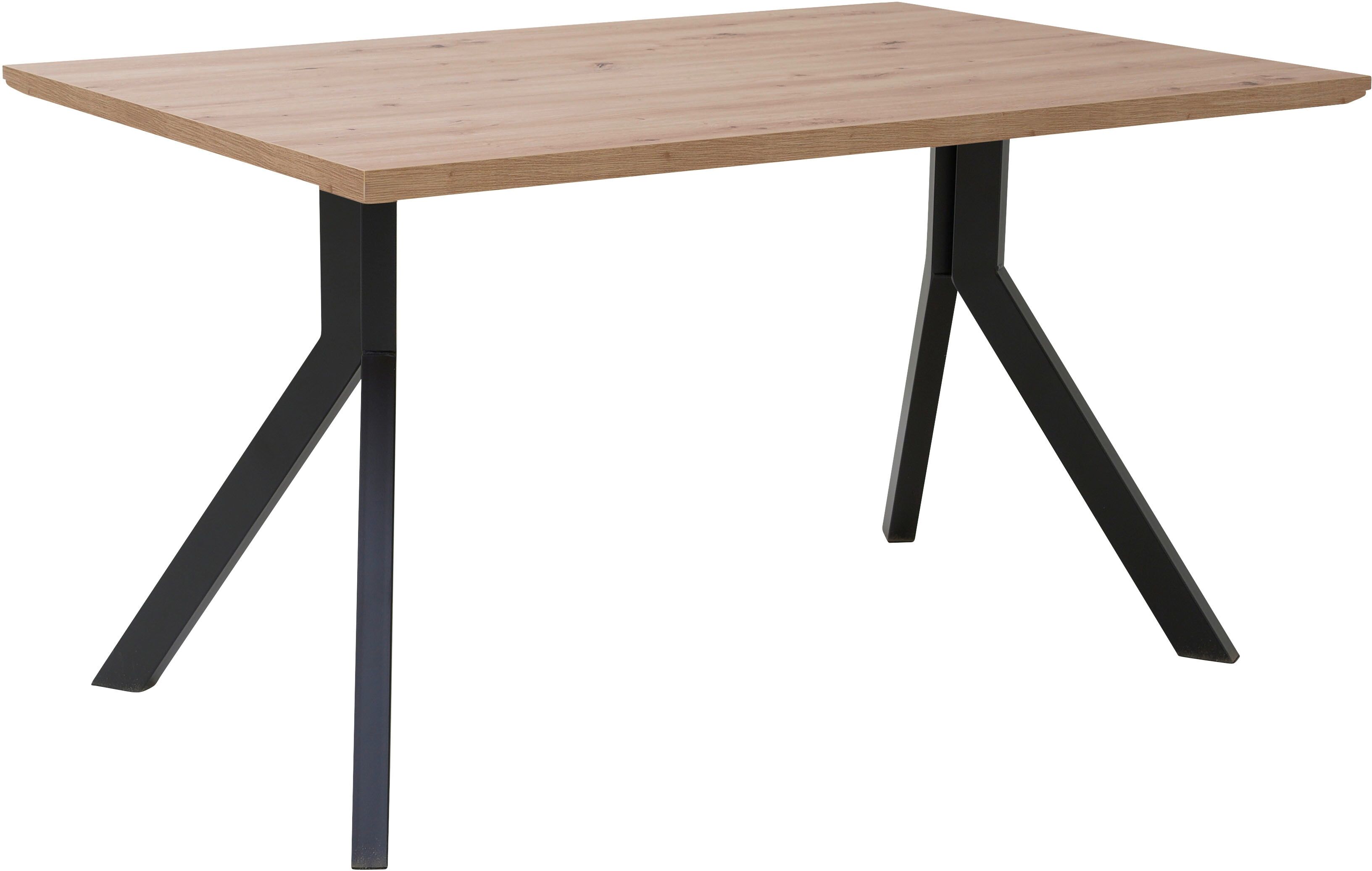 Esstisch MASSIVLINE & MORE, braun (braun, schwarz, braun), B:120cm H:76cm T:80cm, Tische, Esstisch braun, schwarz, braun B/H/T: 120cm x 76cm x 80cm, ohne Auszug, fixe Tischplatte