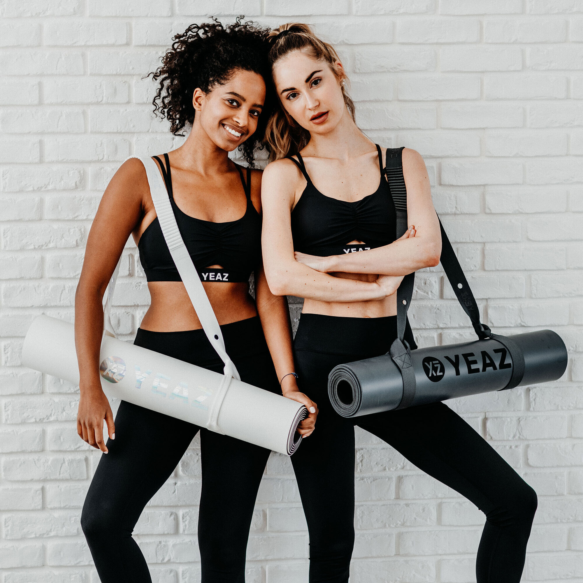 Yogablock YEAZ "Fitness- und Yoga-Band + Öse FEEL PRO", weiß, Sportmatten, Yogablock