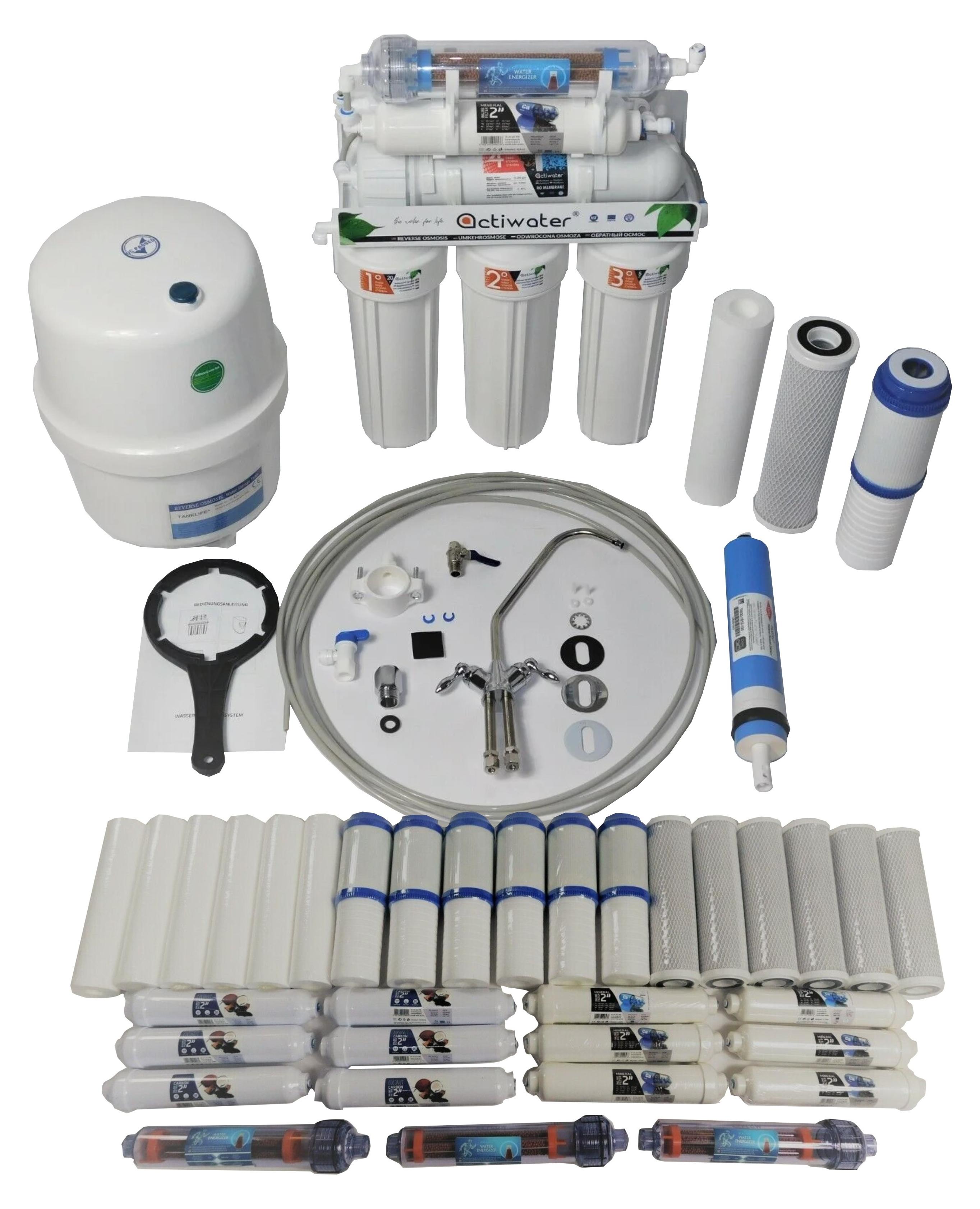 8 Stufen Umkehrosmoseanlage RO Wasserfilter 75 GPD mit 3-Jahre Ersatzfilter