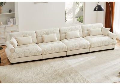 4-Seater Deep Seat Modular Sofa Couch with Pillows