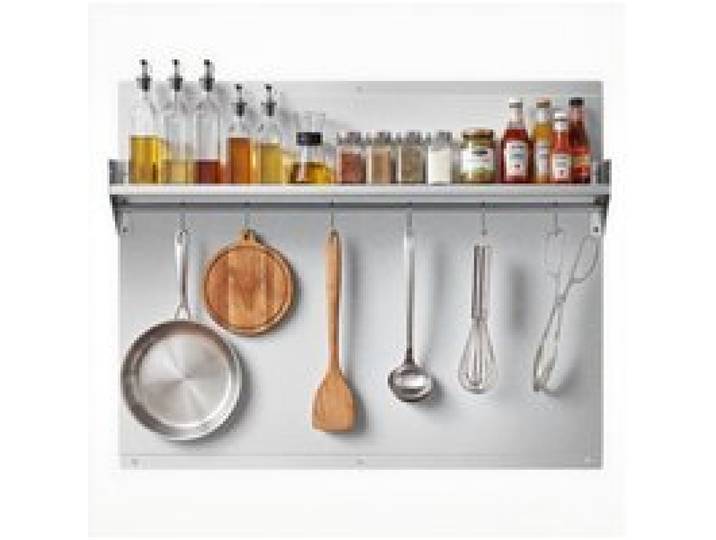 VEVOR Küchenrückwand 76 x 61 cm aus Edelstahl, Wandschutz für Herd und Dunstabzugshaube mit Ablage, Haken und Vorgebohrten Löchern, Robuste Rückwand für Küche, Kochen und Praktische Aufbewahrung