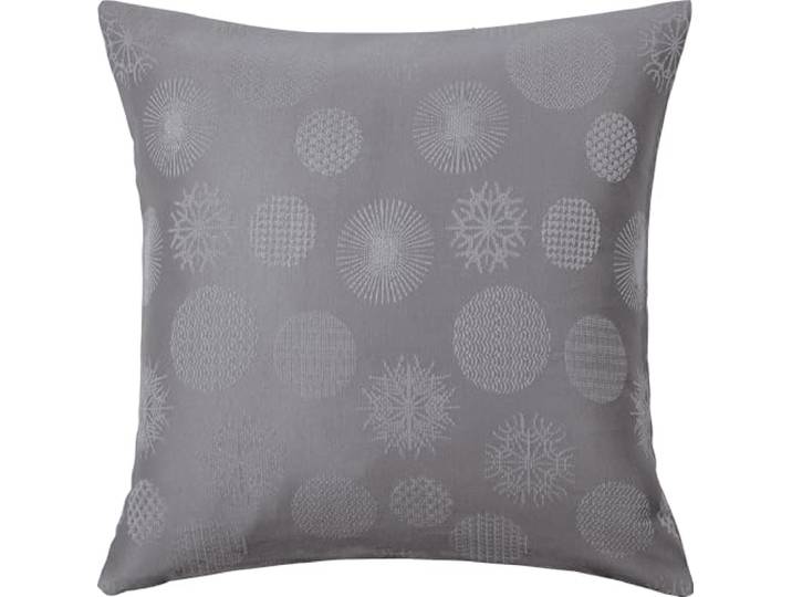 Erwin Müller Jacquard Kissenhülle Calvia Silber Größe 50x50 cm - eingewebte Eiskristalle und Christbaumkugeln, zarter Schimmer, Pflege- und bügelleicht