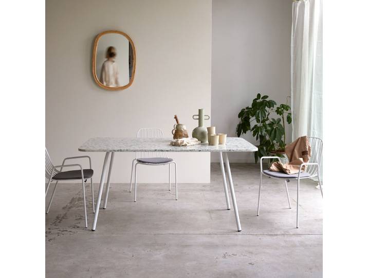Rechteckiger Tisch aus Premium-Terrazzo und Metall 160 cm Elio green - Grün
