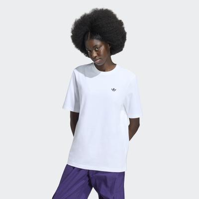 T-Shirt ADIDAS ORIGINALS "ESSENTIALS, LOCKER GESCHNITTEN", Damen, Gr. XL, weiß, Obermaterial: 100% Baumwolle, Rundhals, Shirts T-Shirt, für Erwachsene, mit sportlichem Stil, Kurzarmdesign, ohne Verschluss