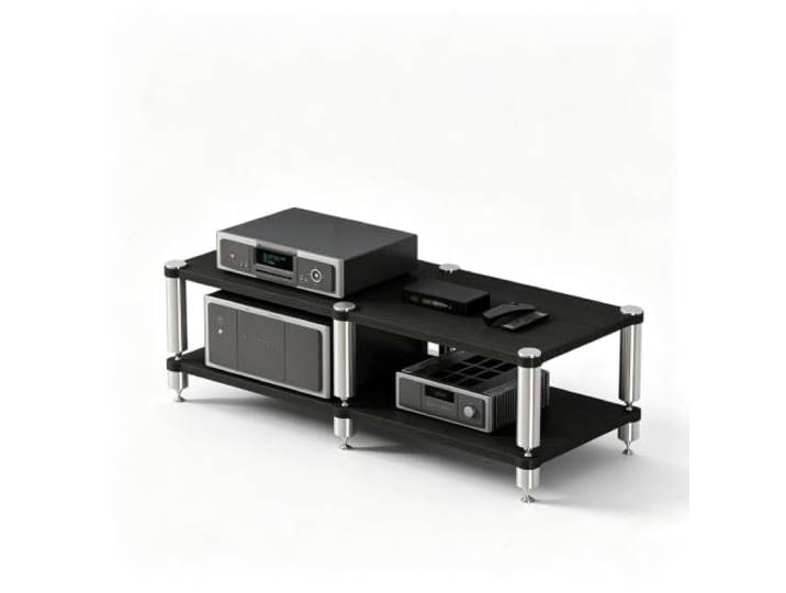 YHTCSXMD HiFi Rack, 2-4 Stufiges Audio Rack aus Holz Holzplatten und Aluminiumstützen, modular für Verstärker und Player, für Wohnzimmer und Audio-Bereiche
