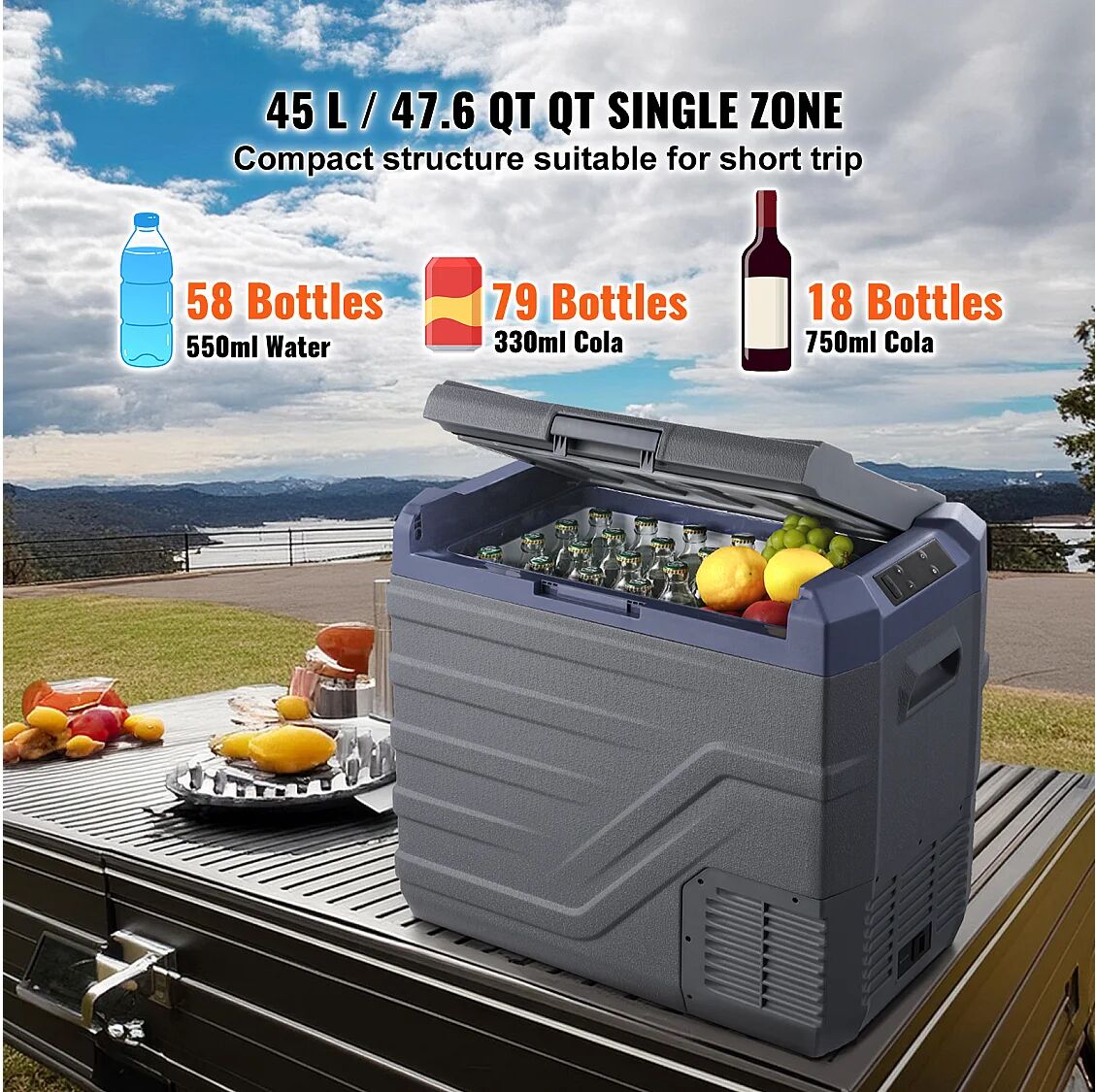 Refrigerador de Coche SucceBuy Refrigerador Portátil para Coche con Compresor 50L, Doble Zona, para el Hogar y el Coche