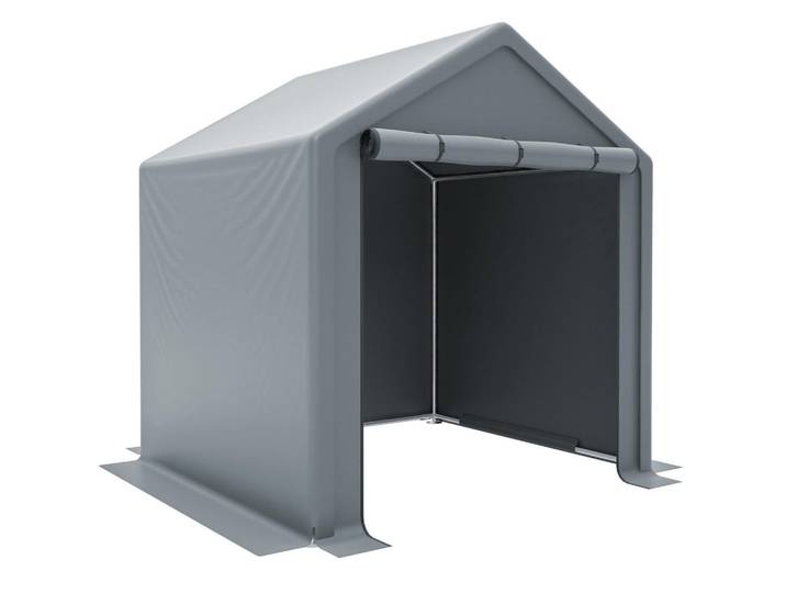 Gisaae Gerätehaus Fahrradgarage & Geräteschuppen, Reißverschlusstür Lagerzelt, Silberfarben, Metall, 170x200x190 cm, Gartenzubehör, Fahrradgaragen