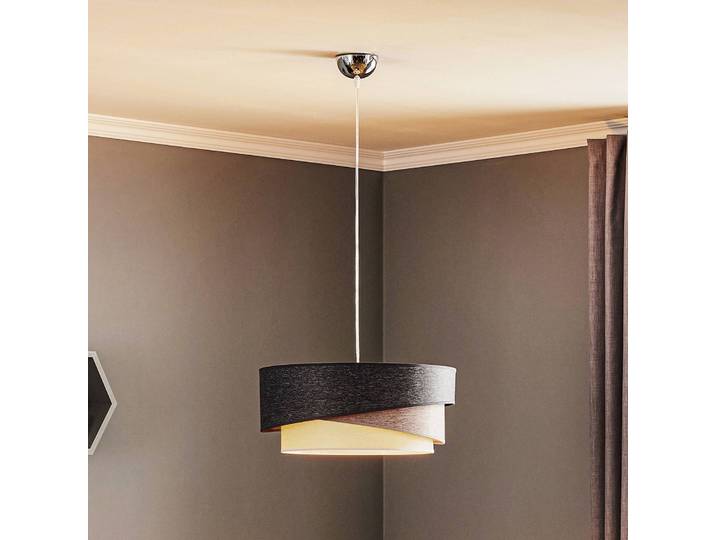 Hängelampe Kobo Duolla, dimmbar, alu / grau / zink, für Wohn- / Esszimmer, Textil / Stoff / Seide, Modern, Pendelleuchte
