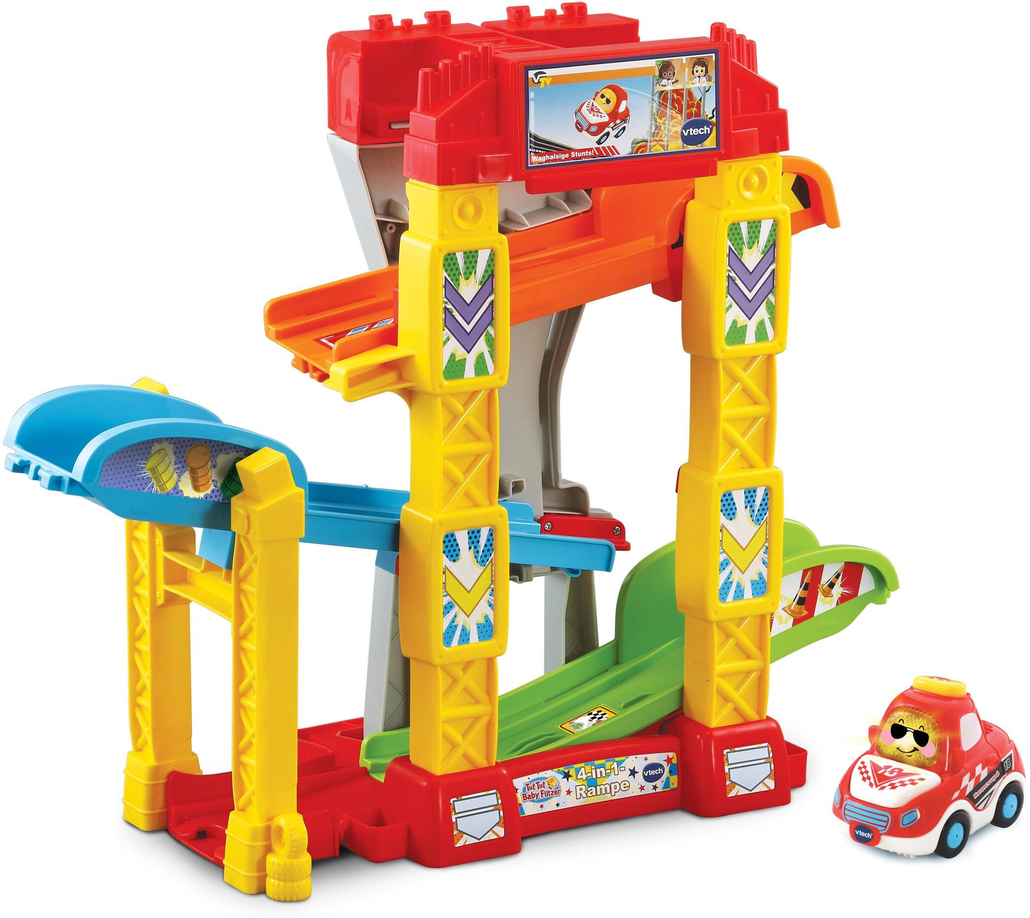 Lernspielzeug VTECH "Tut Tut 4-in-1-Rampe", Kinder, bunt (frz:), Kunststoff, Lernspielzeug Lernspielzeug frz: Einheitsgröße