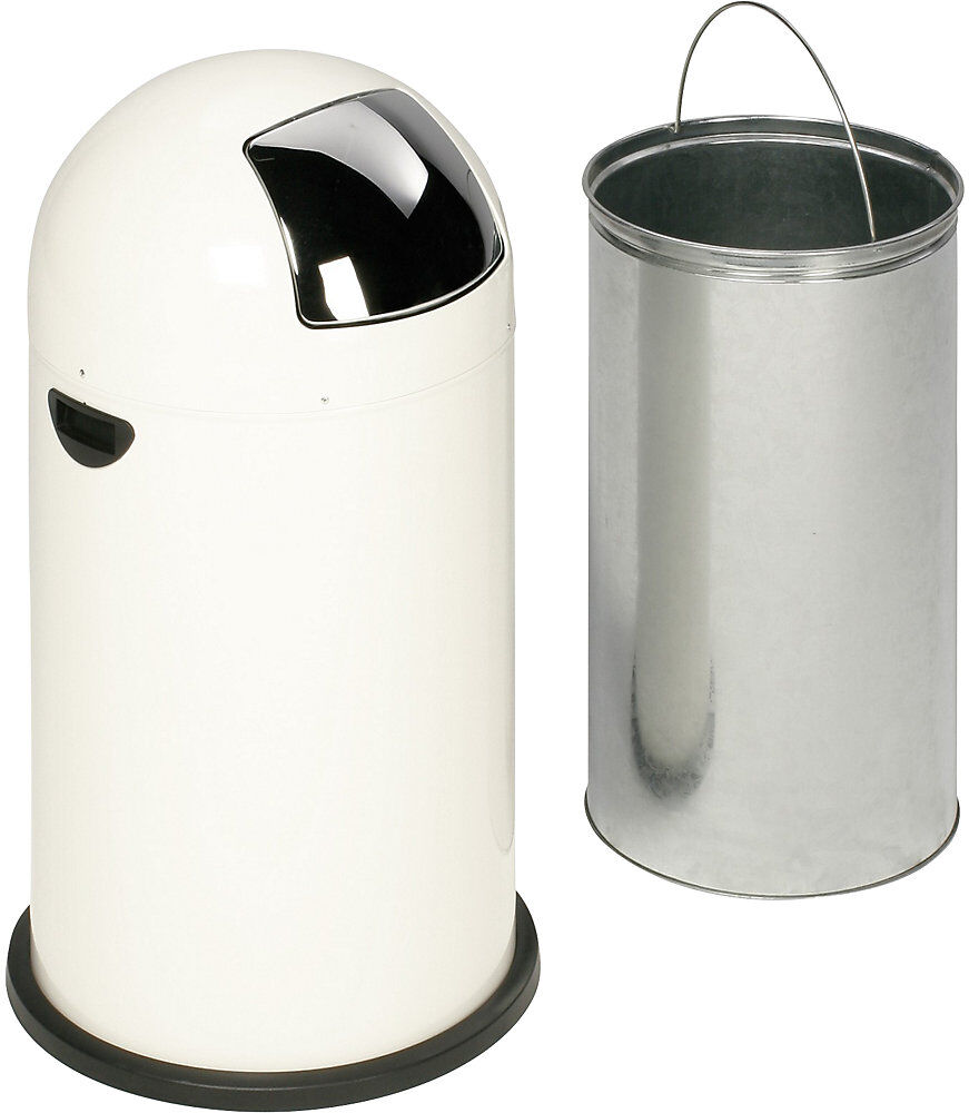 Push-Mülleimer, Stahl, selbstschließend, weiß, 40 l, Höhe 740 mm VAR
