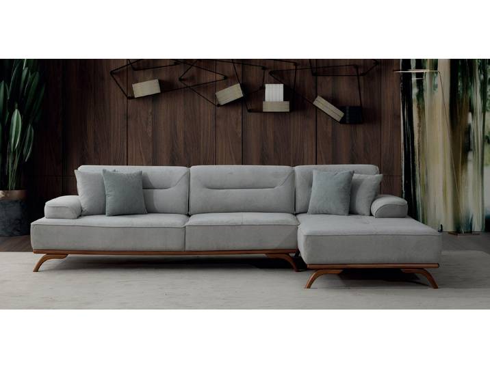 Xlmoebel Ecksofa Graues Designer Ecksofa von XLMOEBEL mit Textilbezug und Kissen, Ecksofa 3 Teile, Made in Europa