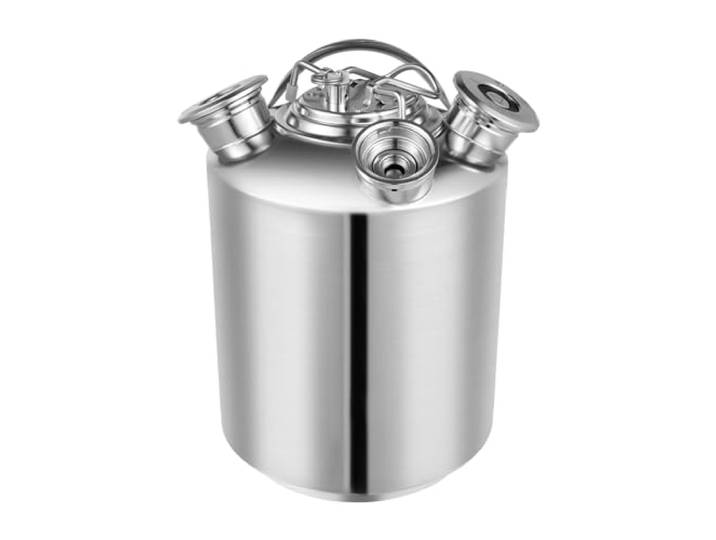 GXSFLG 10L Edelstahl Reinigungsfass, 3 Kopf Reinigungsbehälter, mit Deckel, 304 Edelstahl, Keg-Reinigung, für Reinigen von Biertanks verwendet Werden, Bierreinigungsfass für Bierzapfanlage