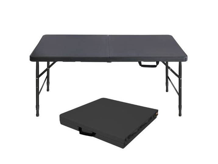 Table pliante 125 cm hauteur réglable 135 kg portable noir intérieur/extérieur