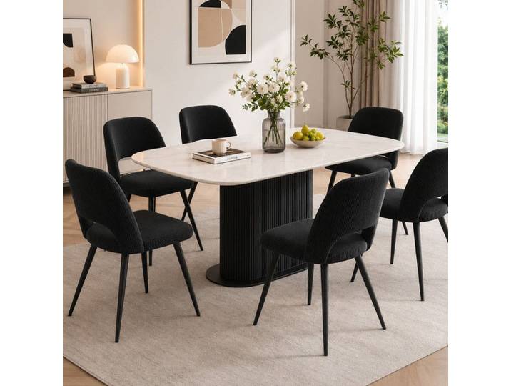 Lot de 6 chaises - HJhomeheart - chaises de salle à manger - Assise rembourrée - Noir