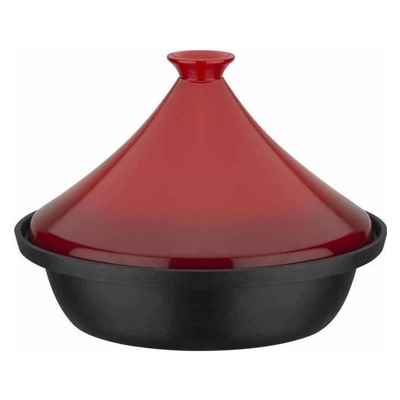 GSW Tajine 30 cm aus Gusseisen mit Keramikdeckel schwarz - rot (Stielkasserolle, Gusseisen) (32546508)
