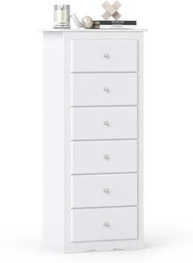Costway 6 Drawers Chest Dresser Clothes Storage Bedroom Furniture Cabinet-White