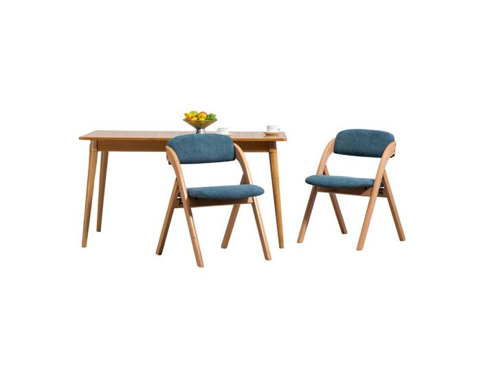 ComfortXL Klappstuhl De-36260 2er-Set mit gepolstertem Sitz Blau, Holz, 54x60x79 cm, Esszimmer, Stühle, Klappstühle