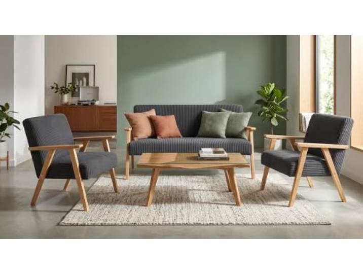 Family Meble Sitzgruppe Soler Apollo – Zweisitzer-Sofa und 2 Sessel im Retro-Stil – Variante Apollo 14
