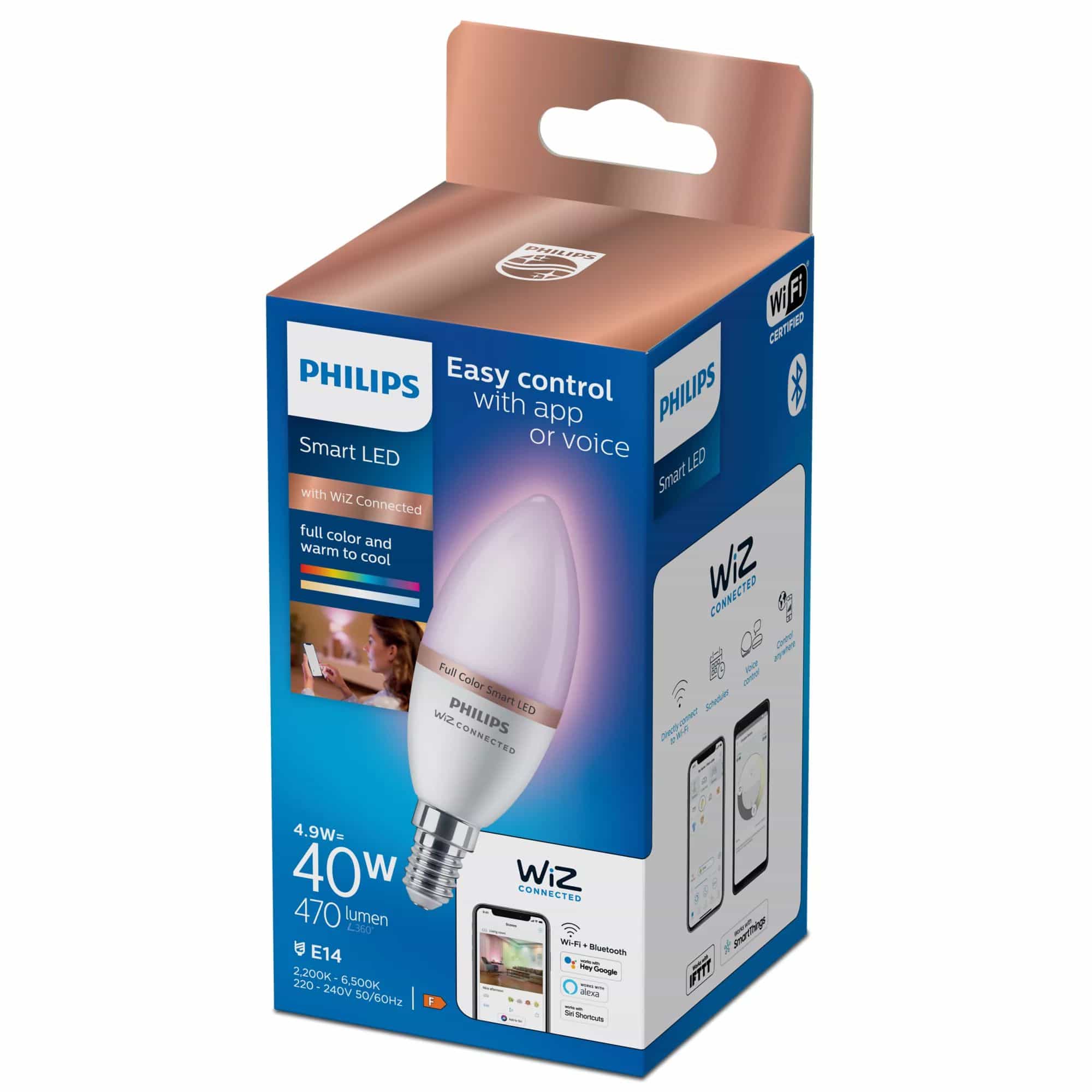 Philips LED Multi Smarte LED-RGB-Lampe C37, E14-Sockel 8719514372405