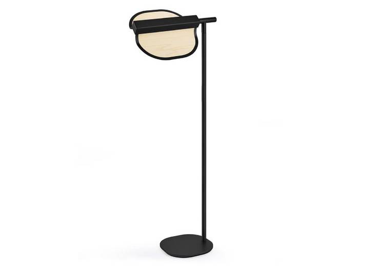 LZF LUZIFER lampadaire OMMA 1 LEAF 2700K, structure noire (Blanc naturel - Vernis à bois)