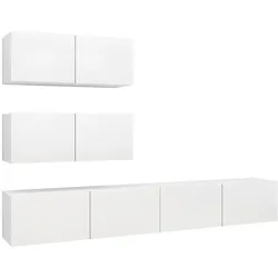 vidaXL 4-tlg. TV-Schrank-Set Weiß Holzwerkstoff
