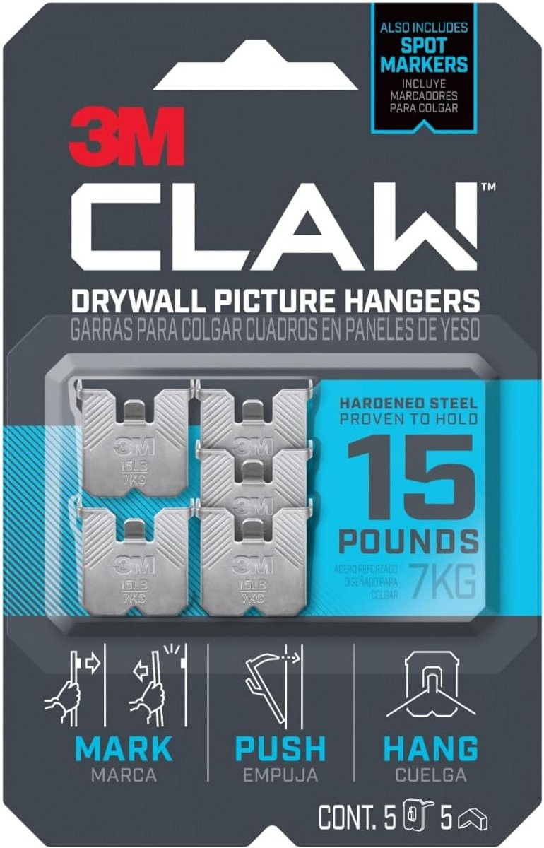 Droogwand Foto Hangers tot 15 lbs - 5-Pack met Tijdelijke Spot Marker