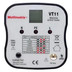 Multimetrix, Multimeter, VT 11 Steckdosentester CAT II 300 V LED (CAT II 300V)