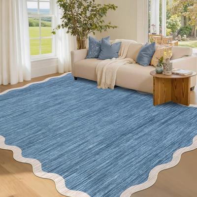 Garvee Scalloped Edge Color Blocking Bordered Area Rug