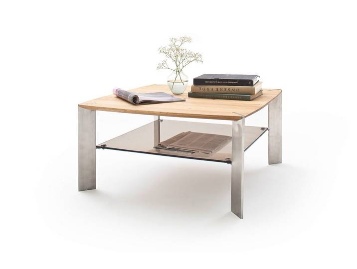 MCA furniture Couchtisch Neli, Eiche-massiv Glas quadratisch 80 cm