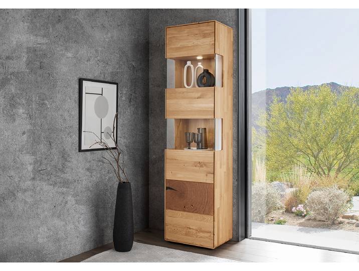 Massive Standvitrine Mieva 50 x 202 x 40cm Braun
