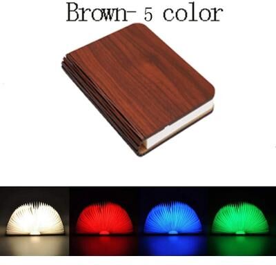 Uplift Picks Rechargeable Wooden Folding Book Lamp Creates Warm Decorative Light Anywhere Beautifully brown (5 Colors) 10x8x2cm