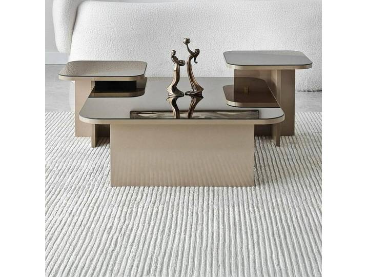 Nuummite - Table Basse\, 80x80x40h cm Gris Taupe\, Modulable Multifonction