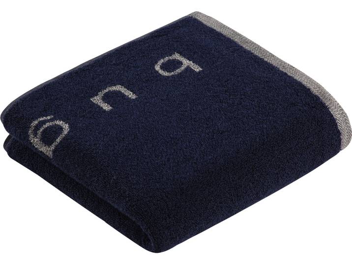 Handtuch BUGATTI Emilio , blau (marine blau), B:50cm L:100cm, Webfrottier, Obermaterial: 100% Baumwolle, Handtücher, Handtuch, mit Logo-Schriftzug