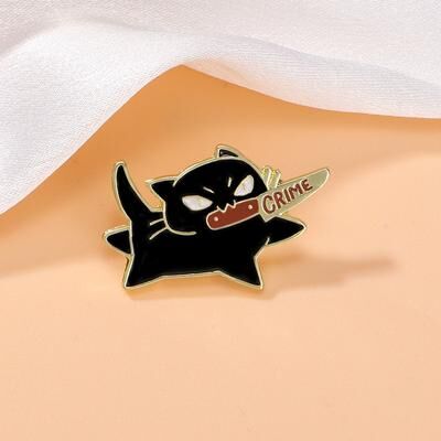 Modern Mode Marketplace Cute Black Cat Knife Enamel Pin For Jackets Bags And Cat Lovers Cute Black Cat Knife Enamel Pin For Jackets Bags And Cat Lovers