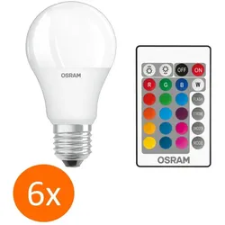 6x OSRAM E27 LED STAR+ CLA RGB dimmbar warmweiß mit Fernbedienung