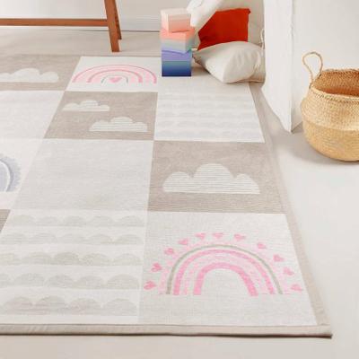 Kinderteppich ESPRIT "Lovely Rainbow ESP-002", beige, B:70cm H:10mm L:140cm, Baumwolle, Polyester, Teppiche, Kinderteppich, Wendeteppich, farbig eingefasst