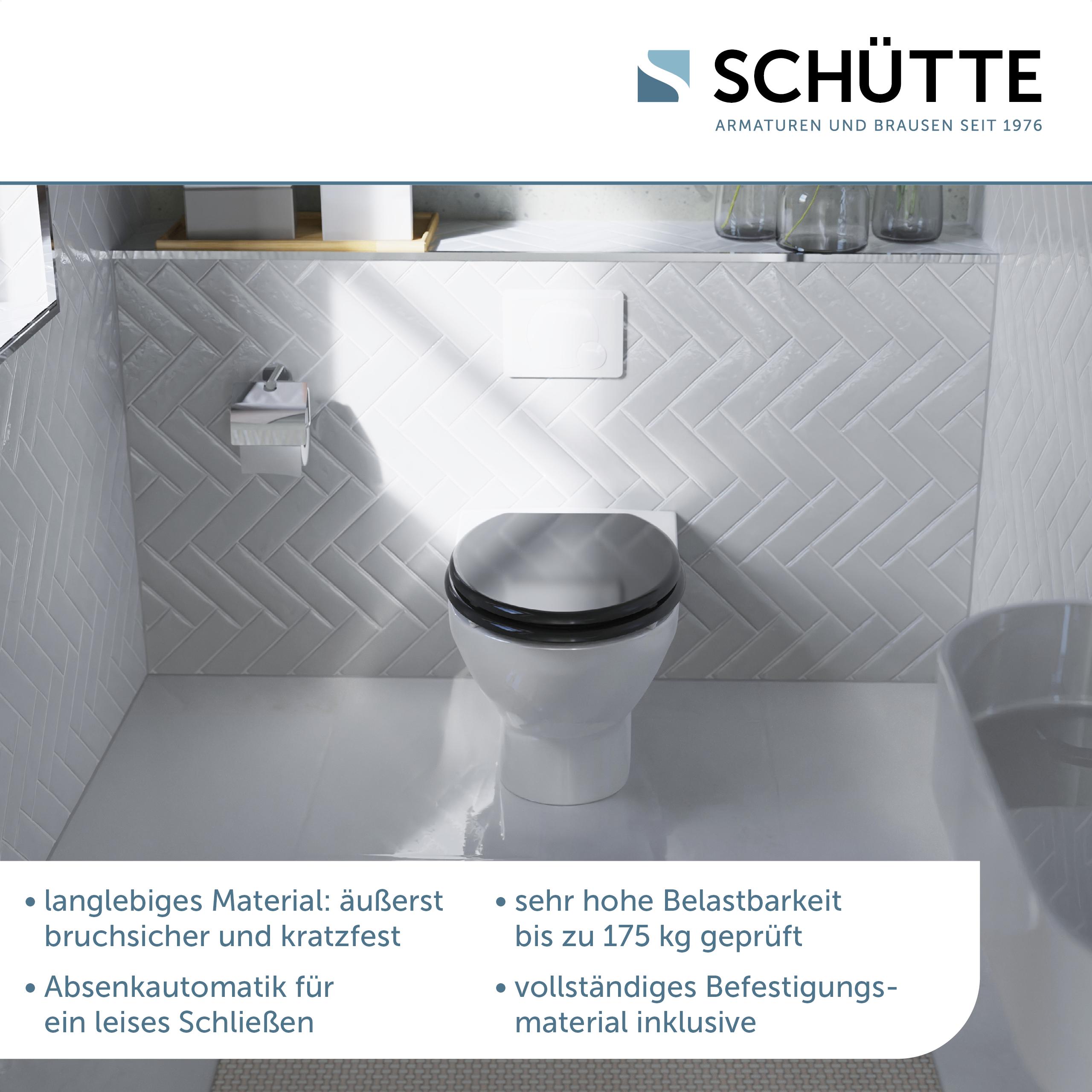 WC-Sitz SCHÜTTE "SPIRIT", schwarz, B:37,5cm H:5,5cm L:43,5cm, MDF - Mitteldichte Holzfaserplatte, WC-Sitze, WC-Sitz, mit Absenkautomatik und MDF-Holzkern schwarz Einheitsgröße