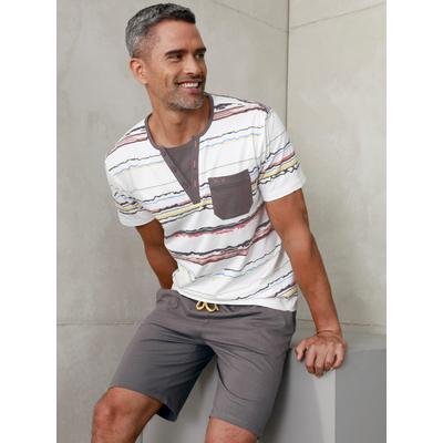 Shorty WÄSCHEPUR, Herren, Gr. 56/58, blau (aquapetrol, anthrazit), 100% Baumwolle, Homewear-Sets Shorty
